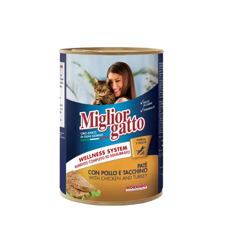 Вологий корм Migliorgatto для котів, паштет з куркою та індичкою, 400 г