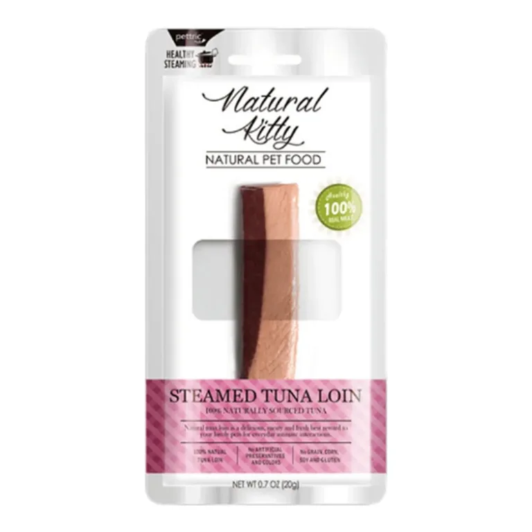 Ласощі для котів та собак Natural Kitty Original Series STEAMED TUNA LOIN у вигляді шматочків вирізки тунця приготованих на пару, 20 г