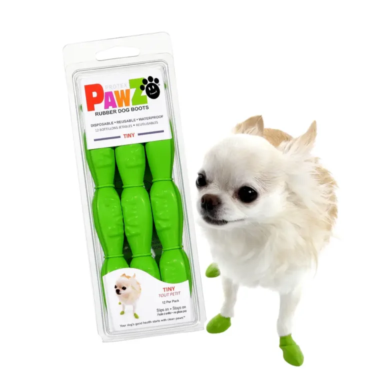 Гумові шкарпетки PAWZ для собак, зелені, розмір Tiny (1,5–2,5 см), 12 шт