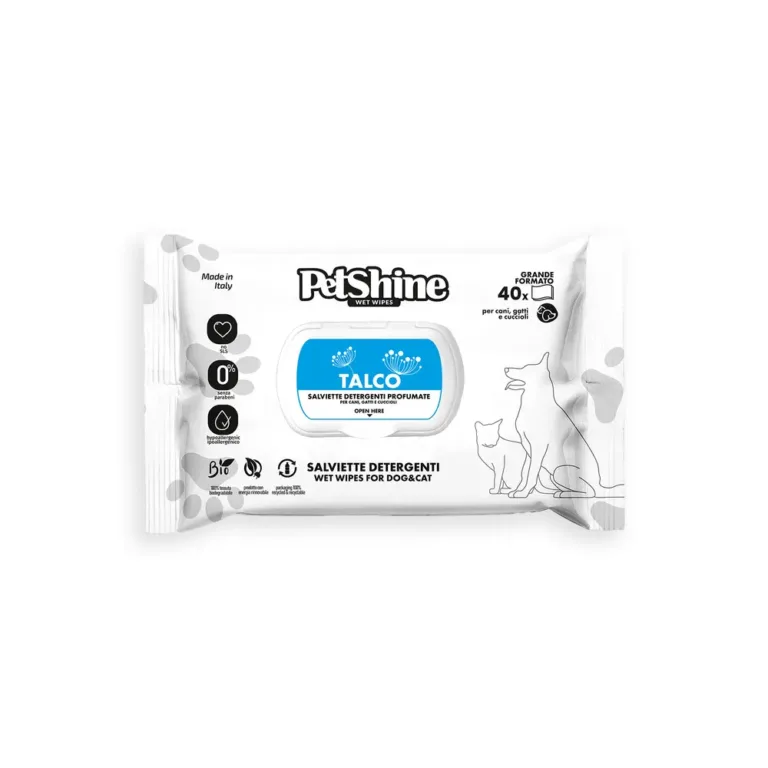 Вологі серветки PetShine Тальк для собак і котів, 40 шт