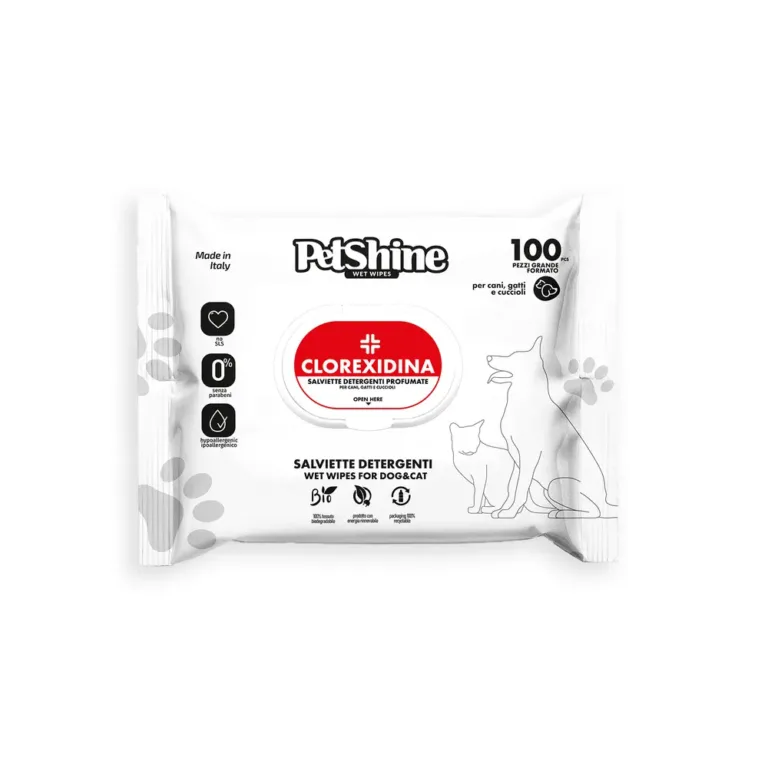 Вологі серветки PetShine з хлоргексидином для собак і котів, 100 шт