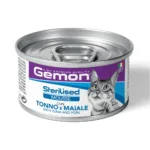 Вологий корм для стерилізованих котів Gemon Cat Sterilised мус з тунцем і свининою, 85 г