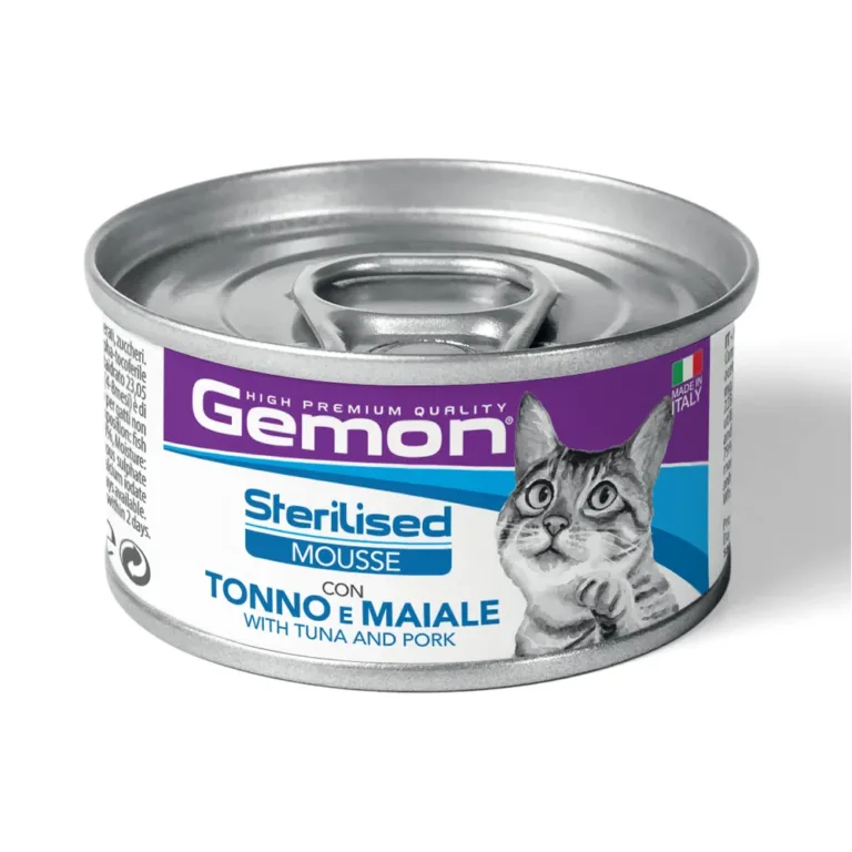 Вологий корм для стерилізованих котів Gemon Cat Sterilised мус з тунцем і свининою, 85 г