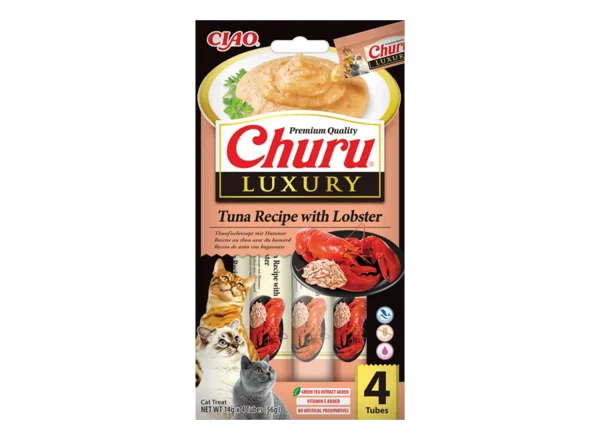 Ласощі INABA CIAO Churu Luxury вершковий мус з тунцем та омаром для котів, 4 шт по 14 г cat treats 2