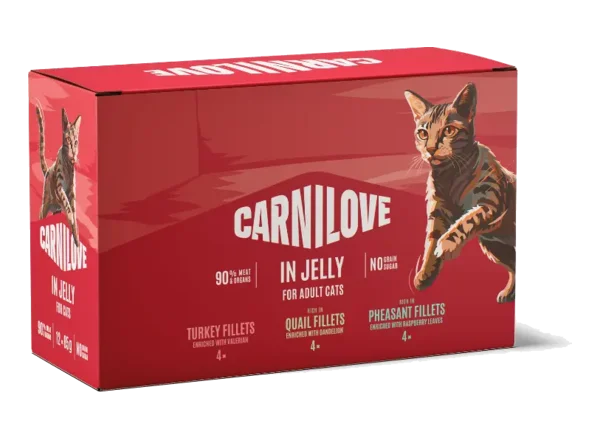 Вологий корм для котів Carnilove шматочки в желе, набір з 3 смаків, 12 шт x 85 г cat wet 1