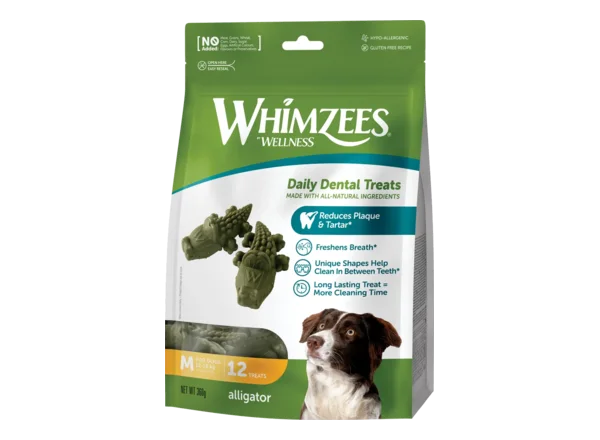 Ласощі для собак від 12 до 18 кг Whimzees Alligator у формі Алігатора M, 12 шт dog treats 3